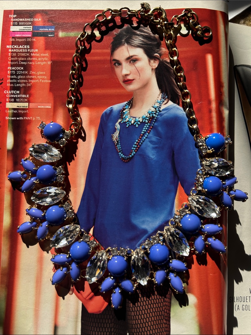 J. Crew 2012 Marquess Fleur Blue Czech-and Gold Cluster Bib Statement Necklace